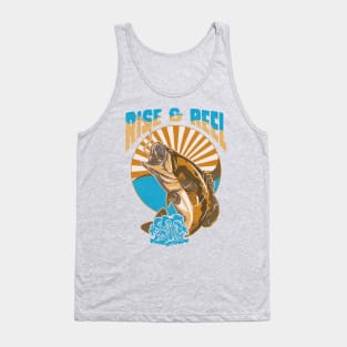 Rise & Reel Large Mouth Bass Lake Fishing Vintage Retro Tank Top